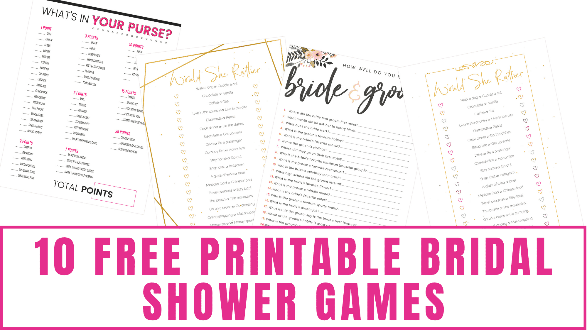 Free Printable Wedding Reception Games