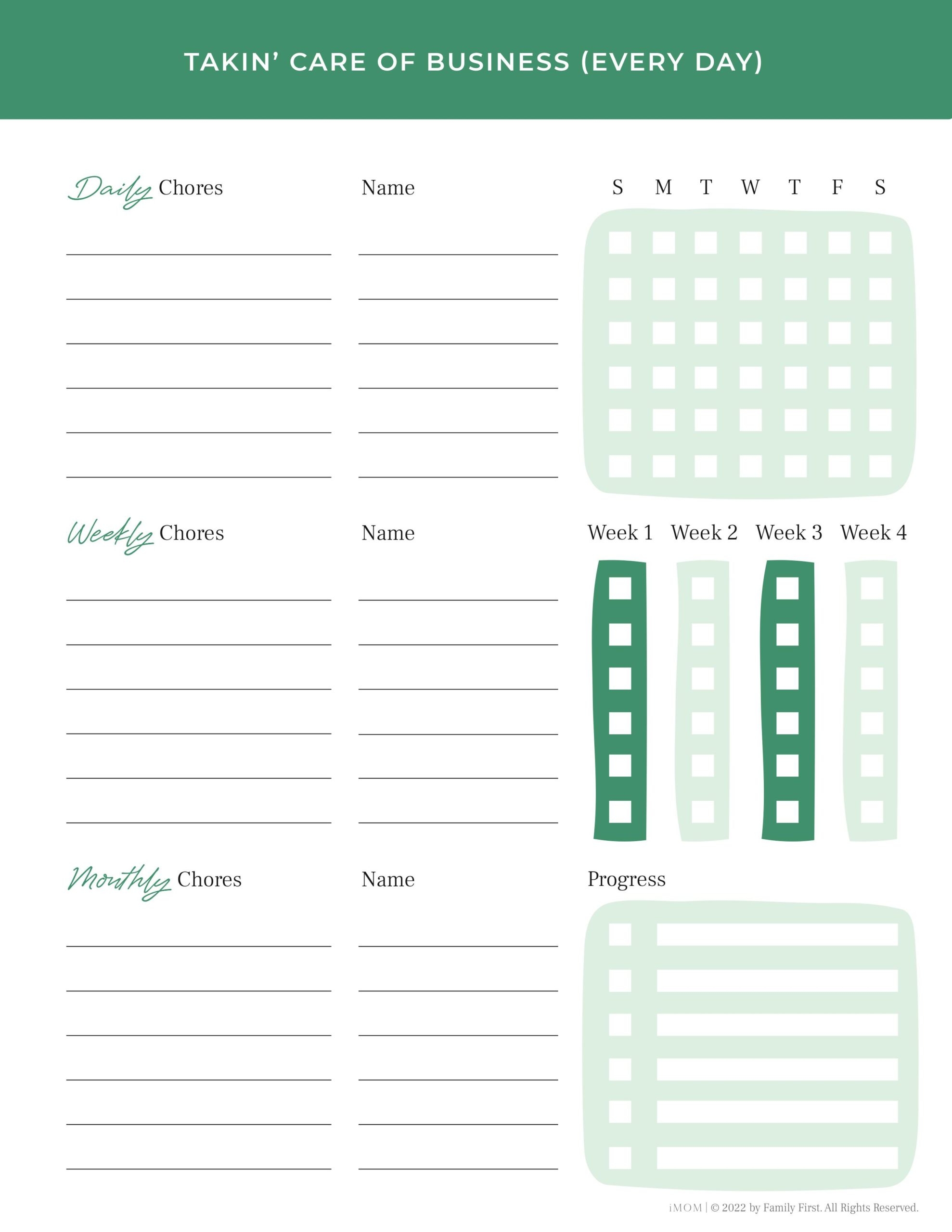 Free Chore Chart Printable