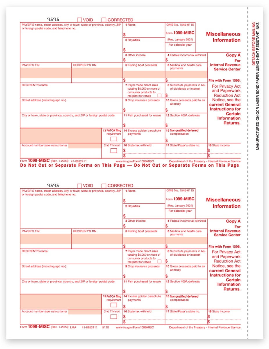 1099 MISC Tax Forms Copy A Federal IRS DiscountTaxForms