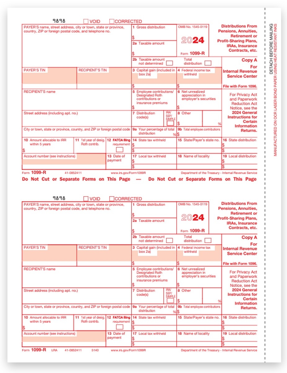 1099R Tax Forms 2024 Copy A For IRS DiscountTaxForms