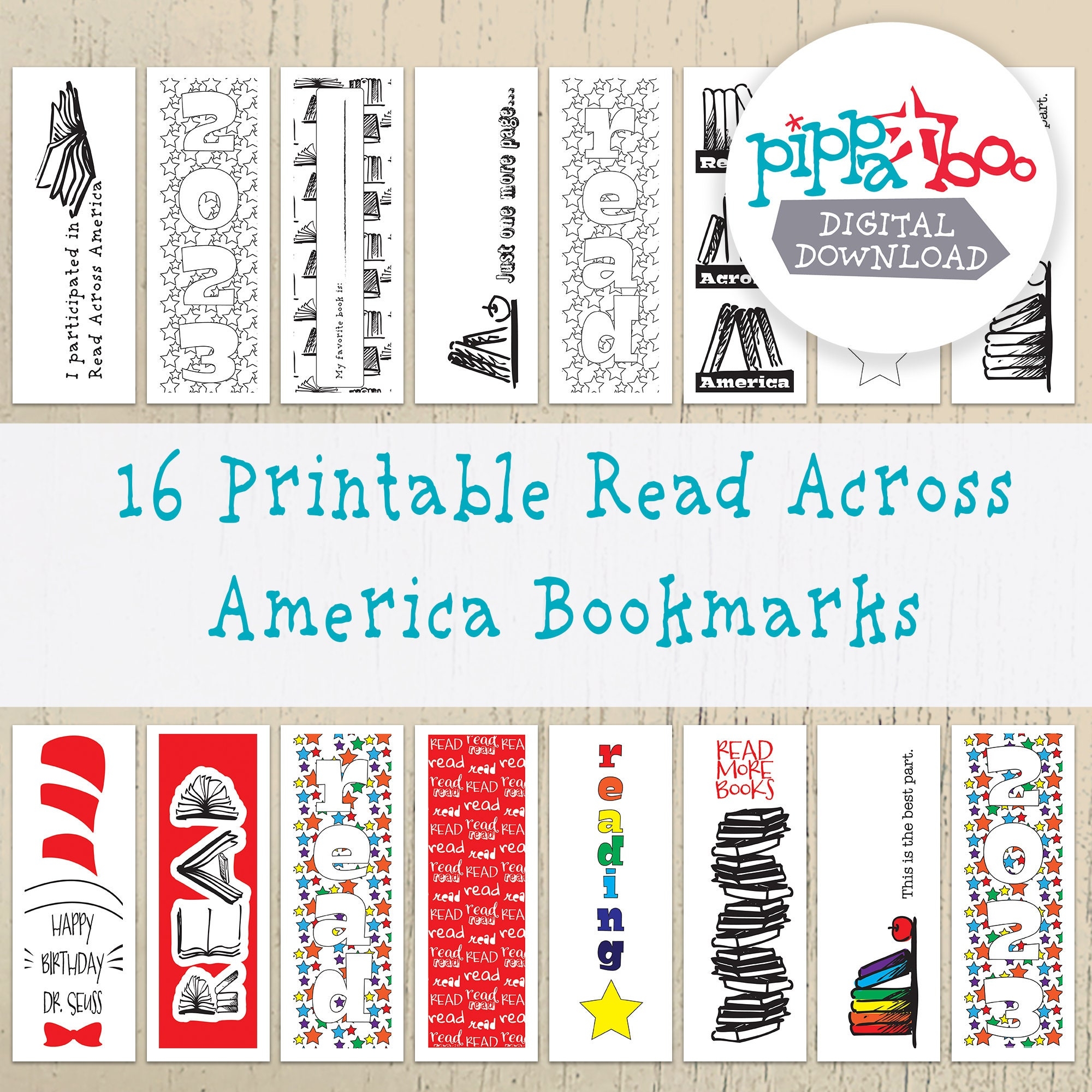 16 Printable Read Across America Bookmarks DIGITAL DOWNLOAD Instant Downloads School Spirit Week Dr Seuss Etsy