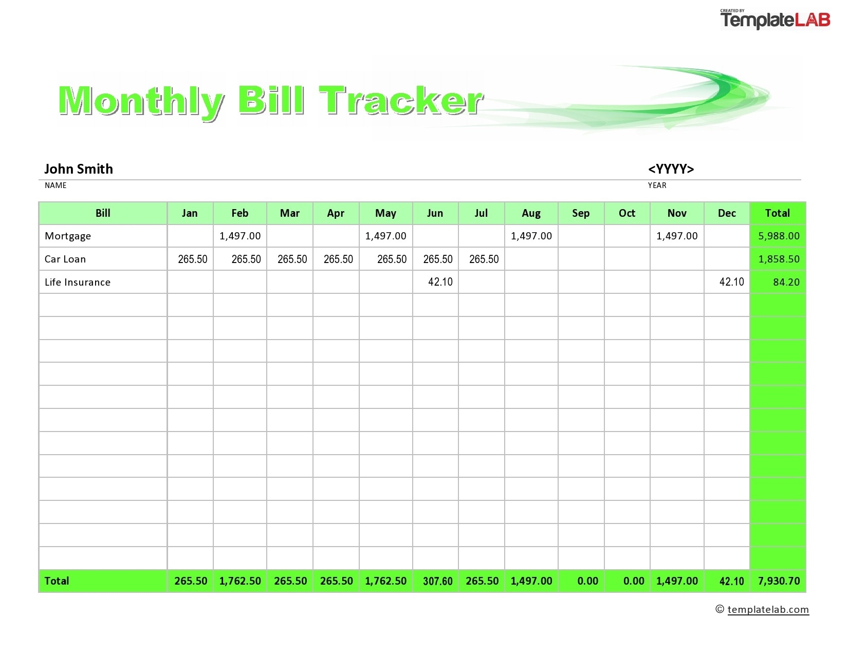 Free Printable Monthly Bill Planner