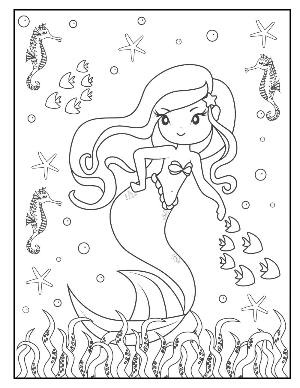 20 Free MERMAID Coloring Pages For Download Printable PDF 