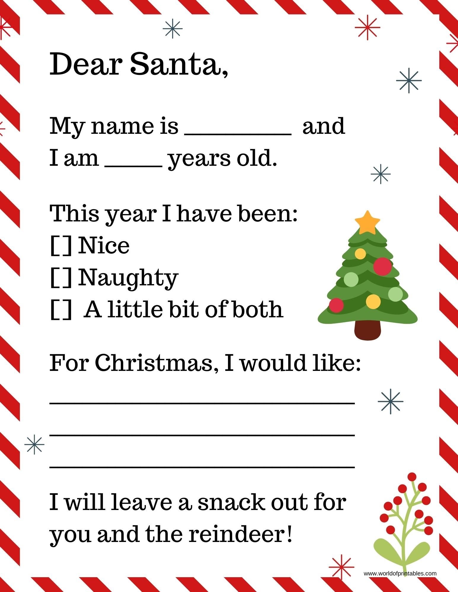 20 Free Printable Letter To Santa Templates World Of Printables