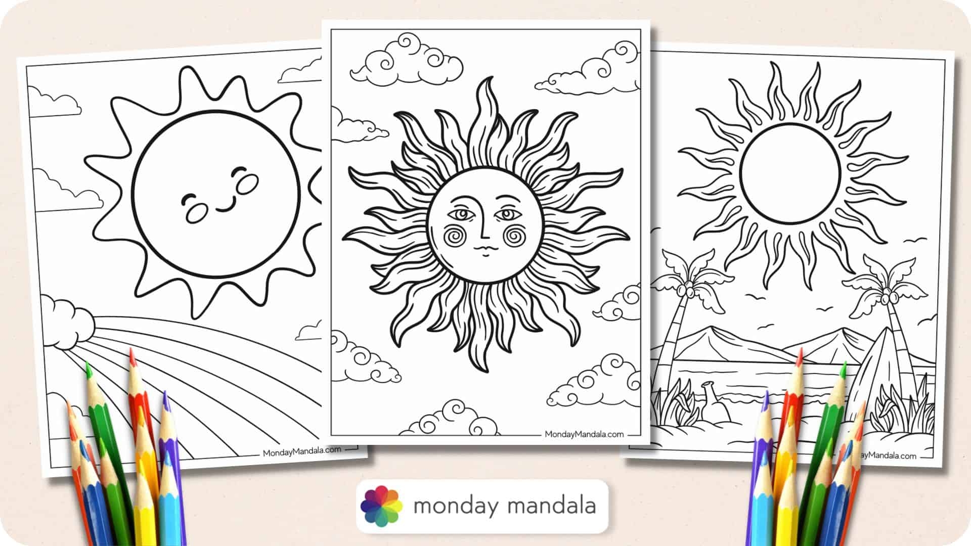 20 Sun Coloring Pages Free PDF Printables 