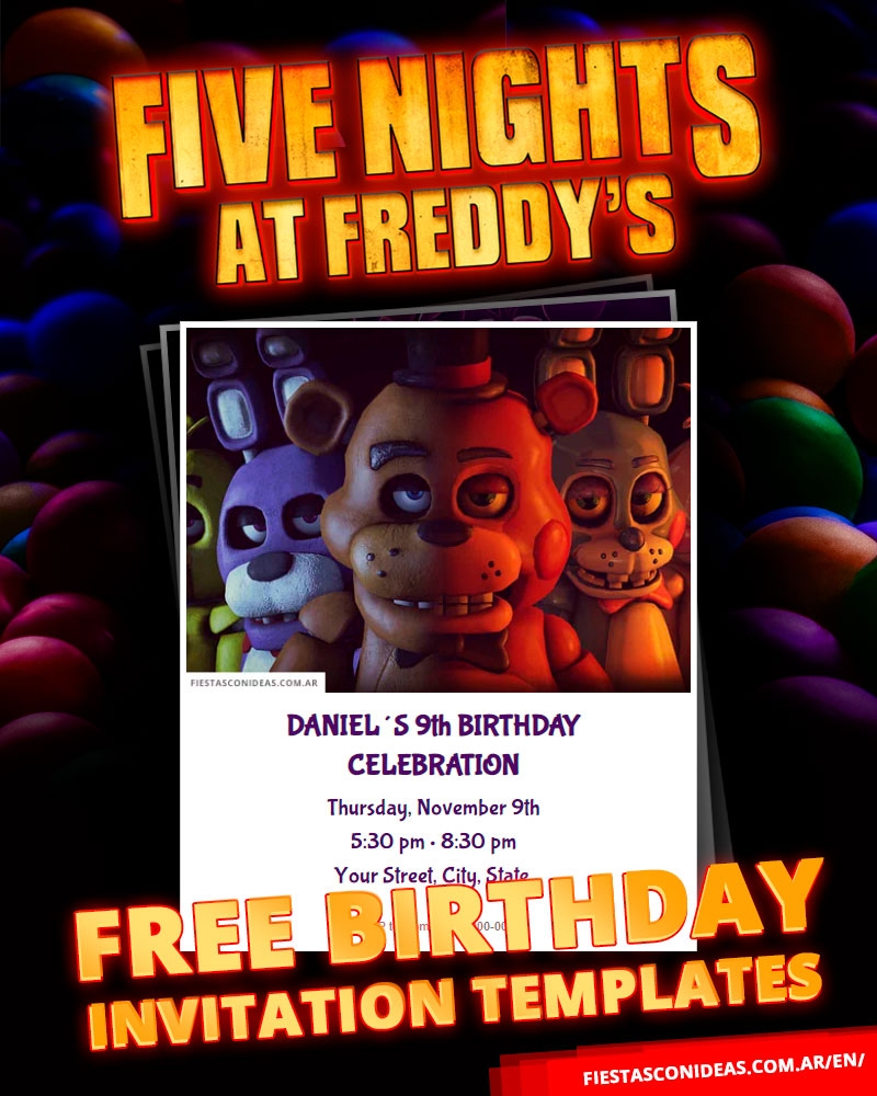 22 FREE Five Nights At Freddys Fnaf Invitations Templates For Birthdays