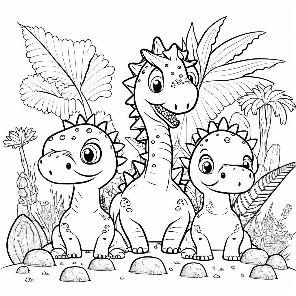 25 Printable Dinosaur Coloring Pages For Kids Explore The World Of Dinosaurs Etsy