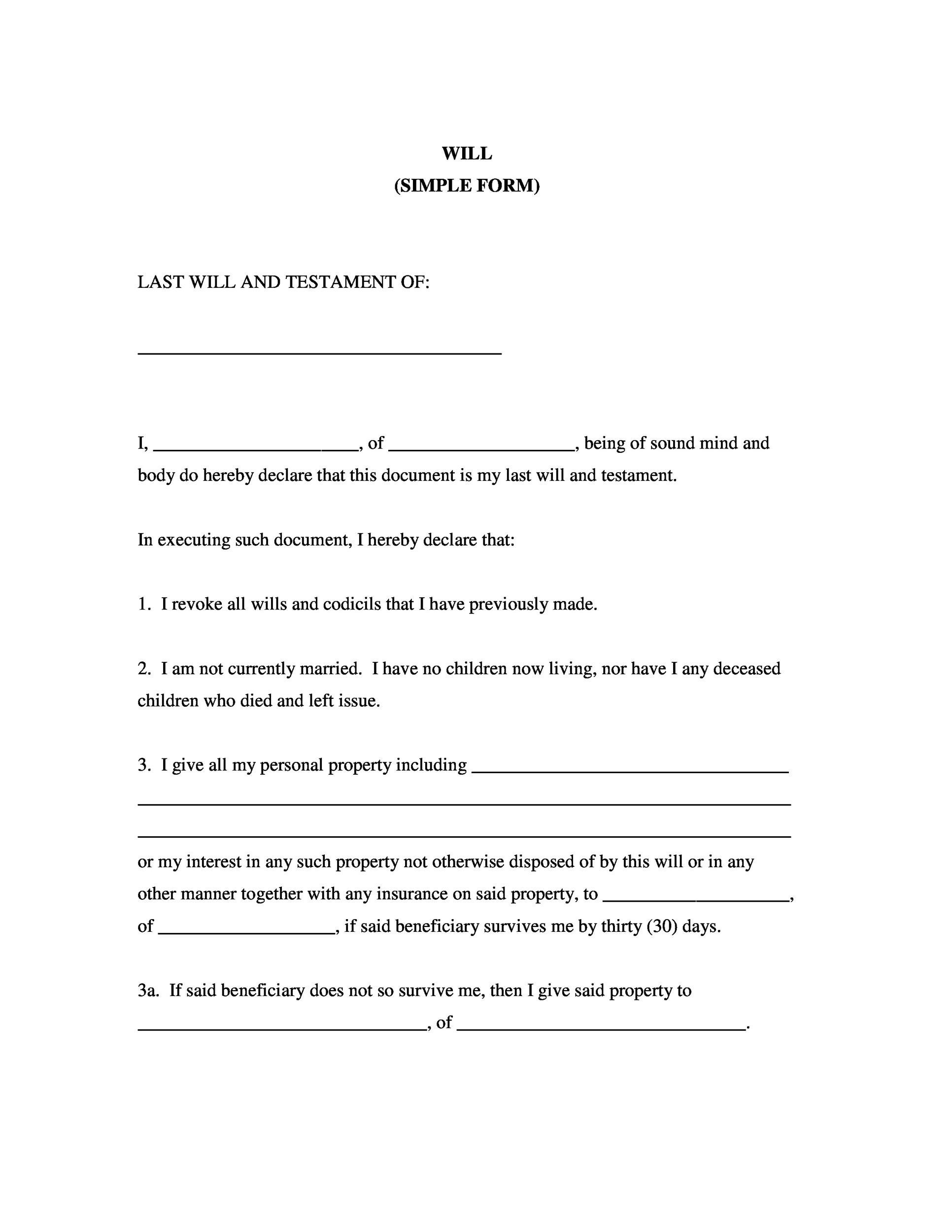39 Last Will And Testament Forms Templates TemplateLab