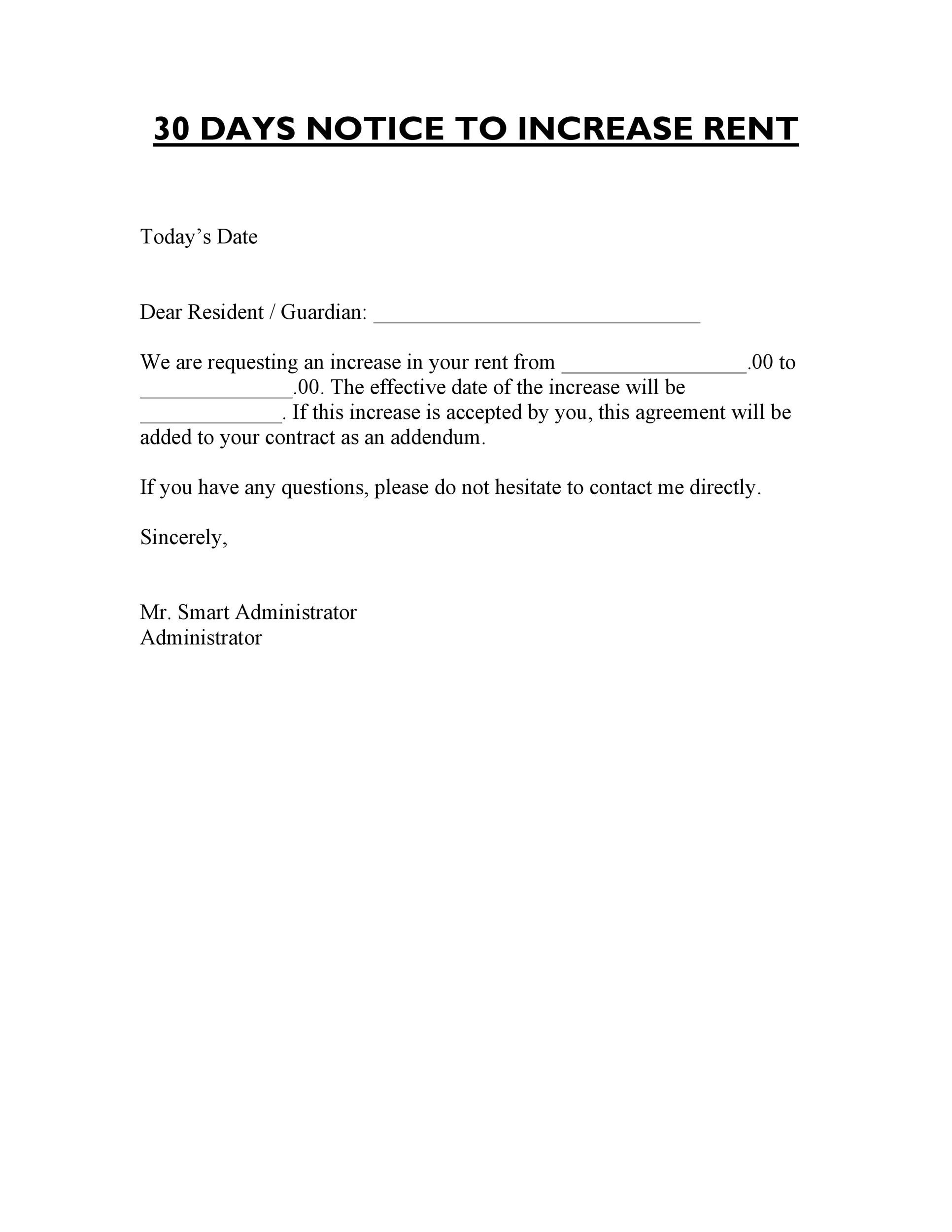 46 Friendly Rent Increase Letters Notices DOC PDF 