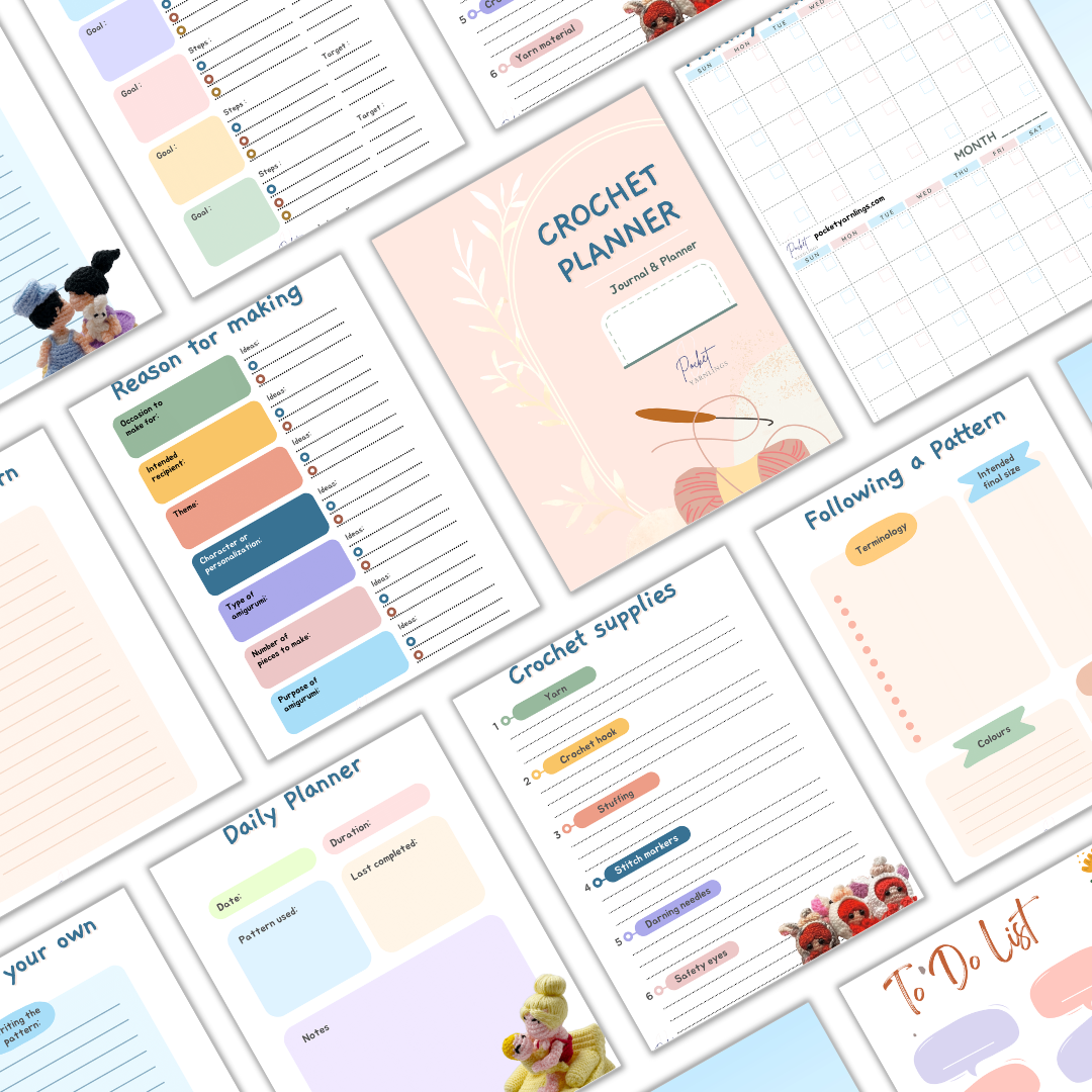 60 Crochet Planner Journal Ideas For Your Next Amigurumi with Free Printable Pocket Yarnlings Pocket Yarnlings
