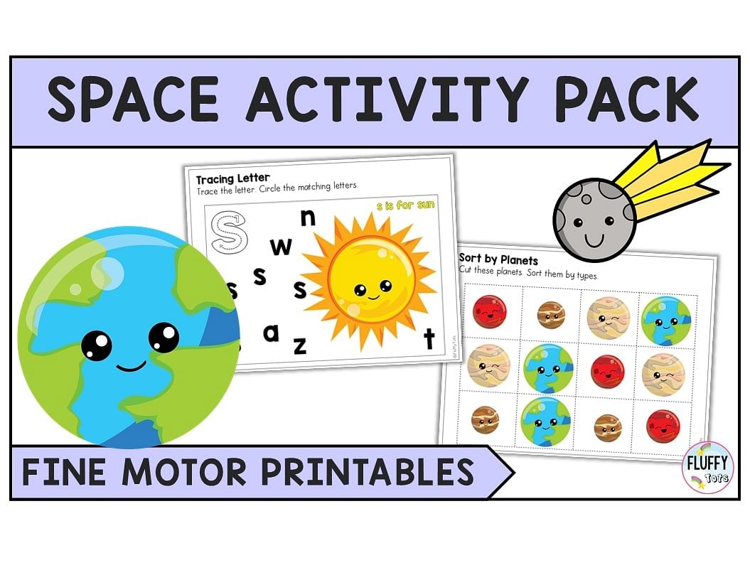 70 Pages Exciting Preschool Space Theme Printables FluffyTots