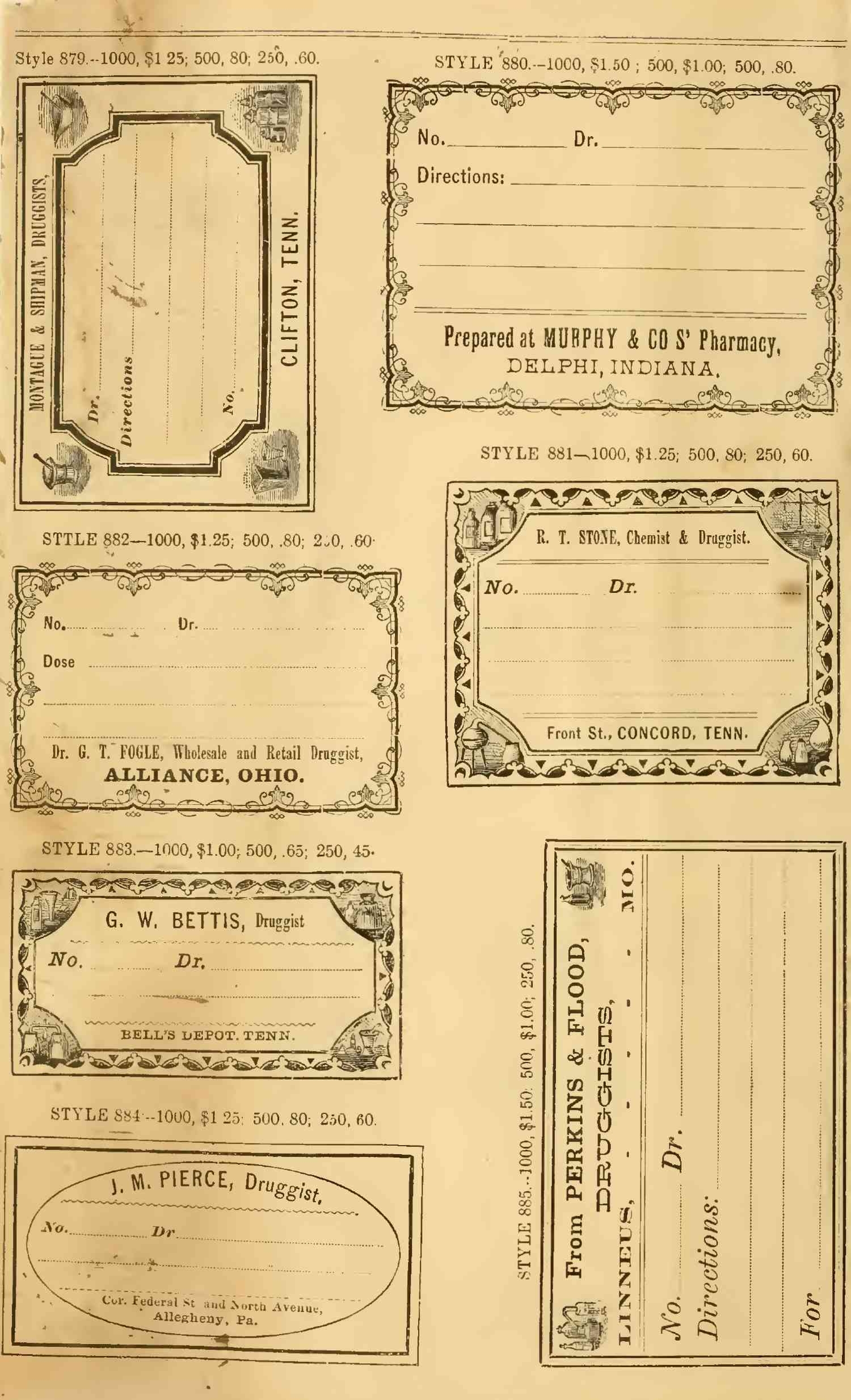 8 Sets Of Free Vintage Labels