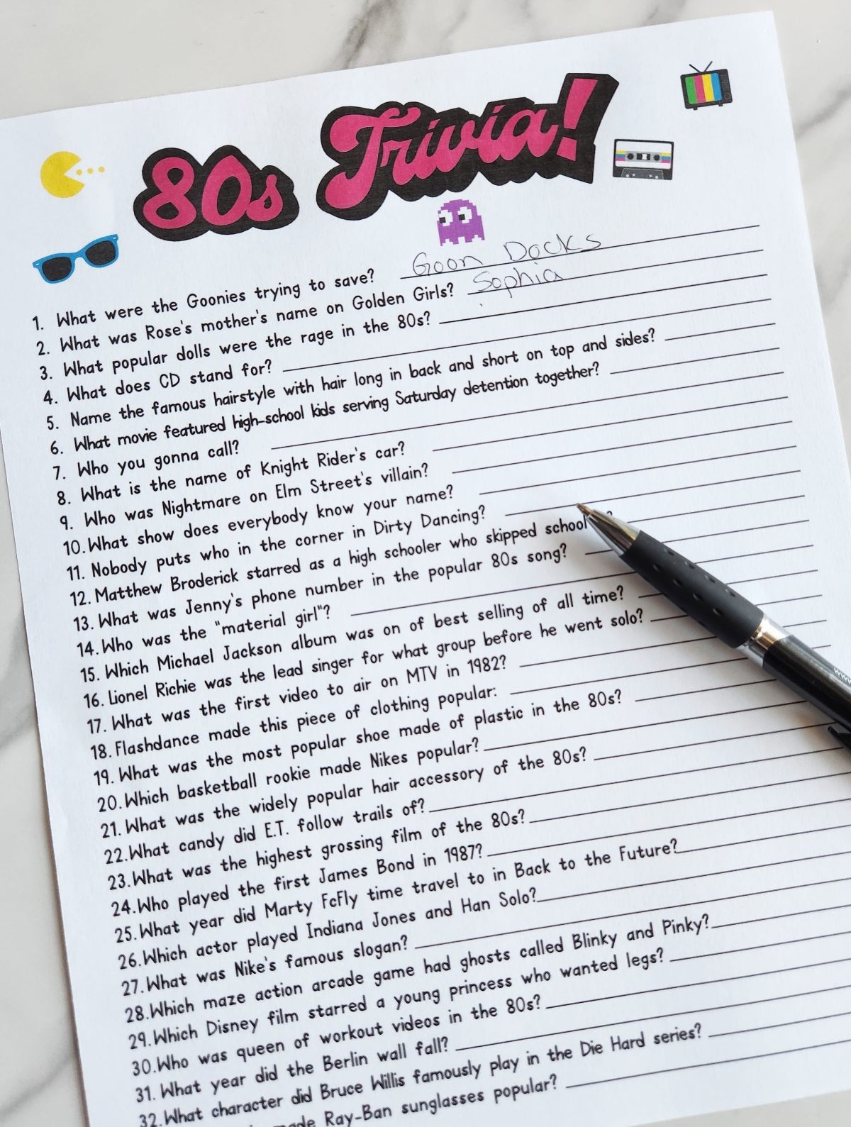 80s Trivia Questions And Answers Printable Free Leap Of Faith Crafting