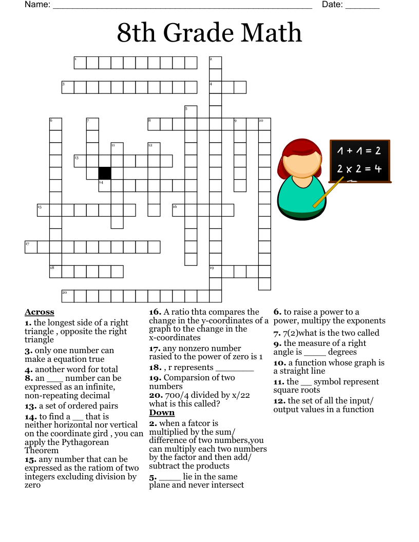 Free Printable Math Crossword Puzzles