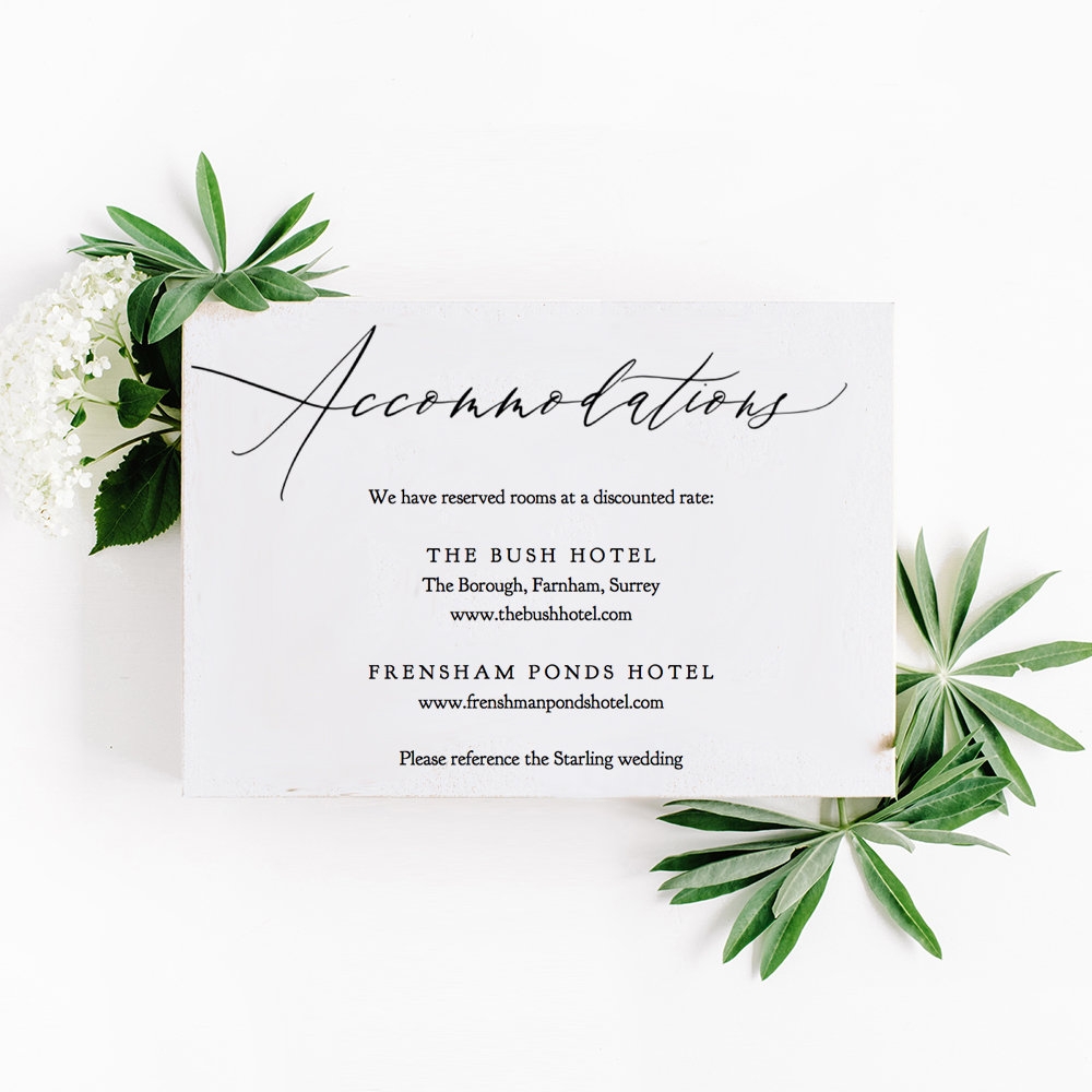 Accommodations Card Template Printable Accommodation Card Wedding Guest Enclosure Card Wedding Greenery Corjl Templates FREE Demo Etsy