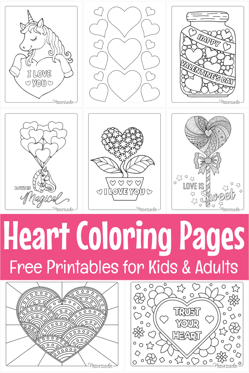 Adorable Heart Coloring Pages For Kids Adults
