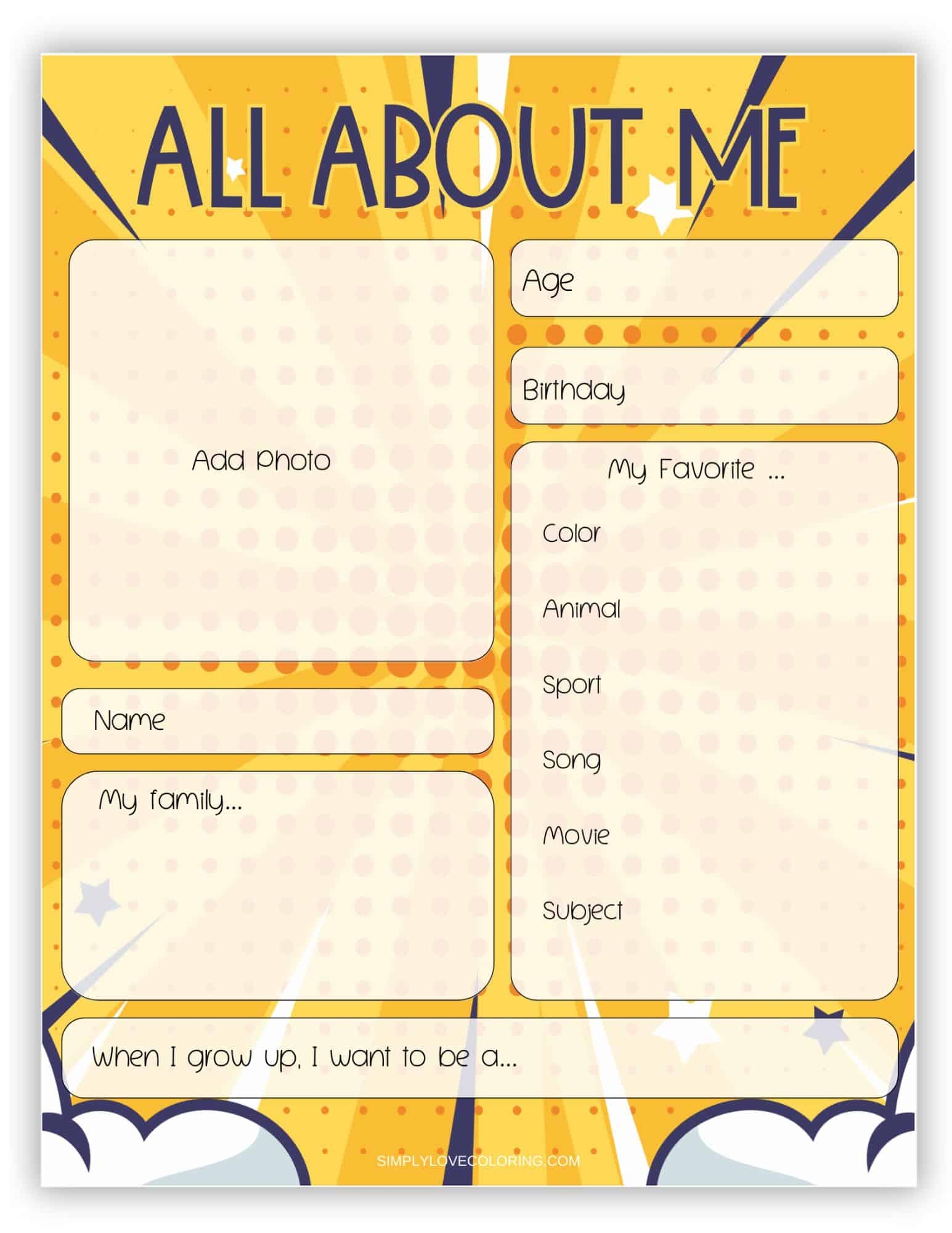 All About Me Free Printable