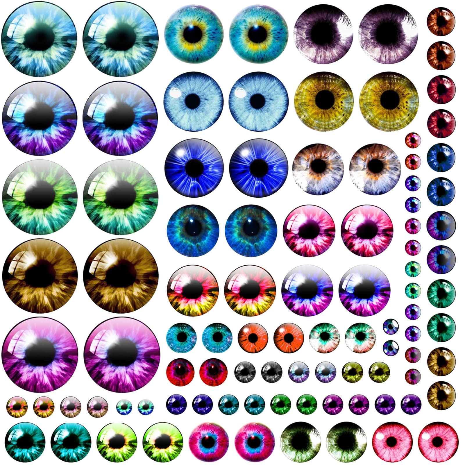 Amazon 100PCS 30 25 20 16 12 8 6mm Assorted Mixed Size Eyes Glass Cabochon For Clay Doll Making Sculptures Props Craft DIY Findings Jewelry Making