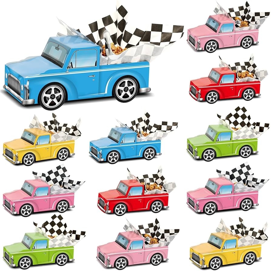 Amazon 24 Pcs Classic Car Party Food Boxes Race Car Birthday Party Supplies Kids Trucks Food Box Tray With Snack And Waxed Paper Food Liners Table Centerpiece For Boys Girls Car Party