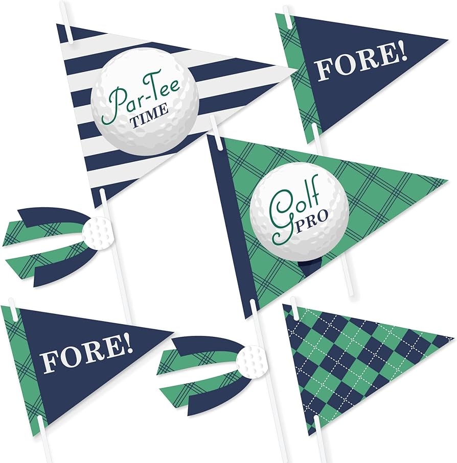 Amazon Big Dot Of Happiness Par Tee Time Golf Triangle Birthday Or Retirement Party Photo Props Pennant Flag Centerpieces Set Of 20 Home Kitchen