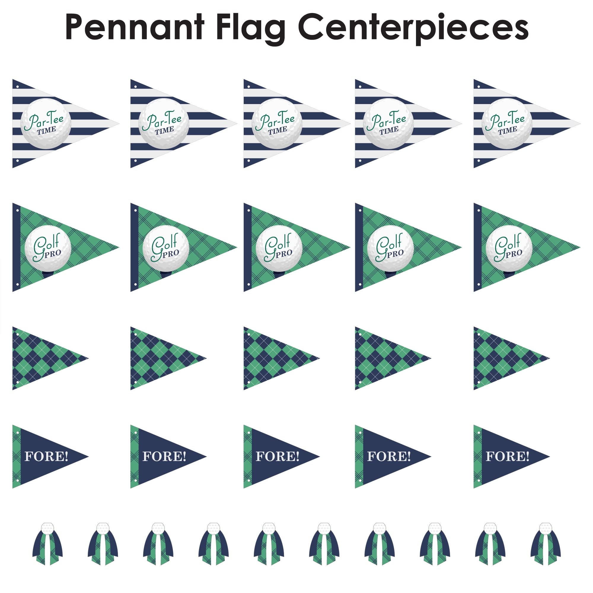 Amazon Big Dot Of Happiness Par Tee Time Golf Triangle Birthday Or Retirement Party Photo Props Pennant Flag Centerpieces Set Of 20 Home Kitchen