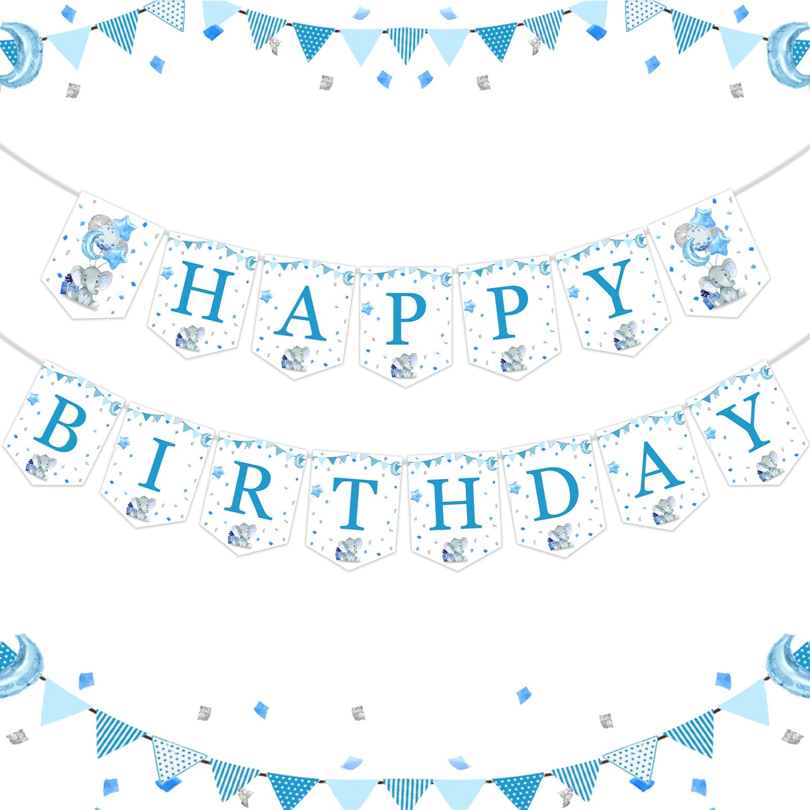 Amazon Blue Elephant Birthday Decorations Boy Happy Birthday Elephant Banner Pre Strung Elephant Birthday Party Banner For Boys 1st 2nd 3rd Birthday Party Supplies Toys Games