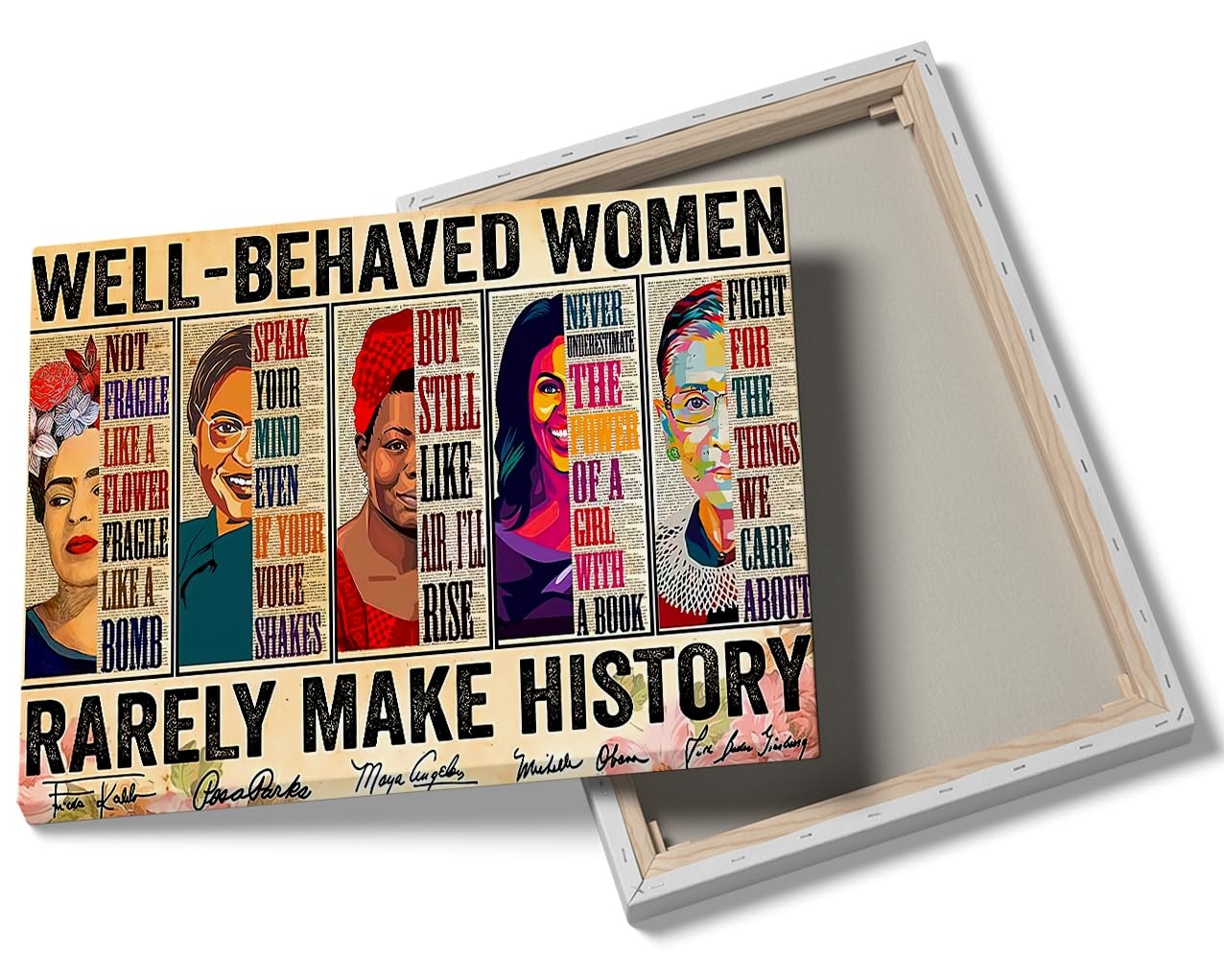 Amazon Feminist Wall Art Well Behaved Women Rarely Make History Poster Feminist Print Empowering Women Strong Women Vintage Women Speak Womens Rights Ready To Hang Bedroom Living Room 12x16inch Framed 