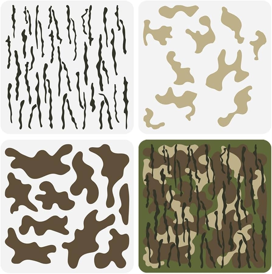 Amazon FINGERINSPIRE 3 Pcs Layered Camo Stencils 11 8x11 8 Inch Camo Painting Stencil Plastic Camouflage Pattern Stencil Digital Camo Paint Stencils Reusable DIY Art And Craft Stencils For Home Wall Decor Tools