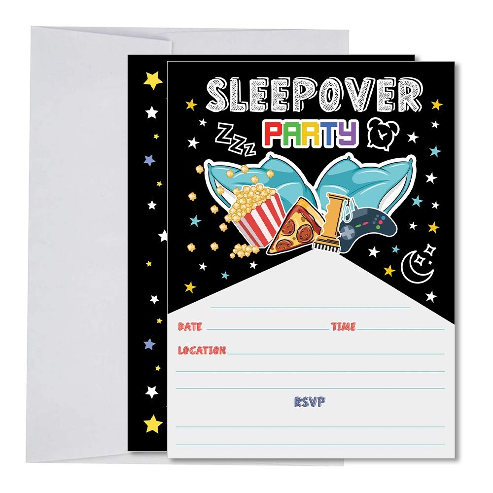 Amazon Sleepover Boy Birthday Invitations Slumber Party Invitations 20 Invitations 20 White Envelopes Home Kitchen