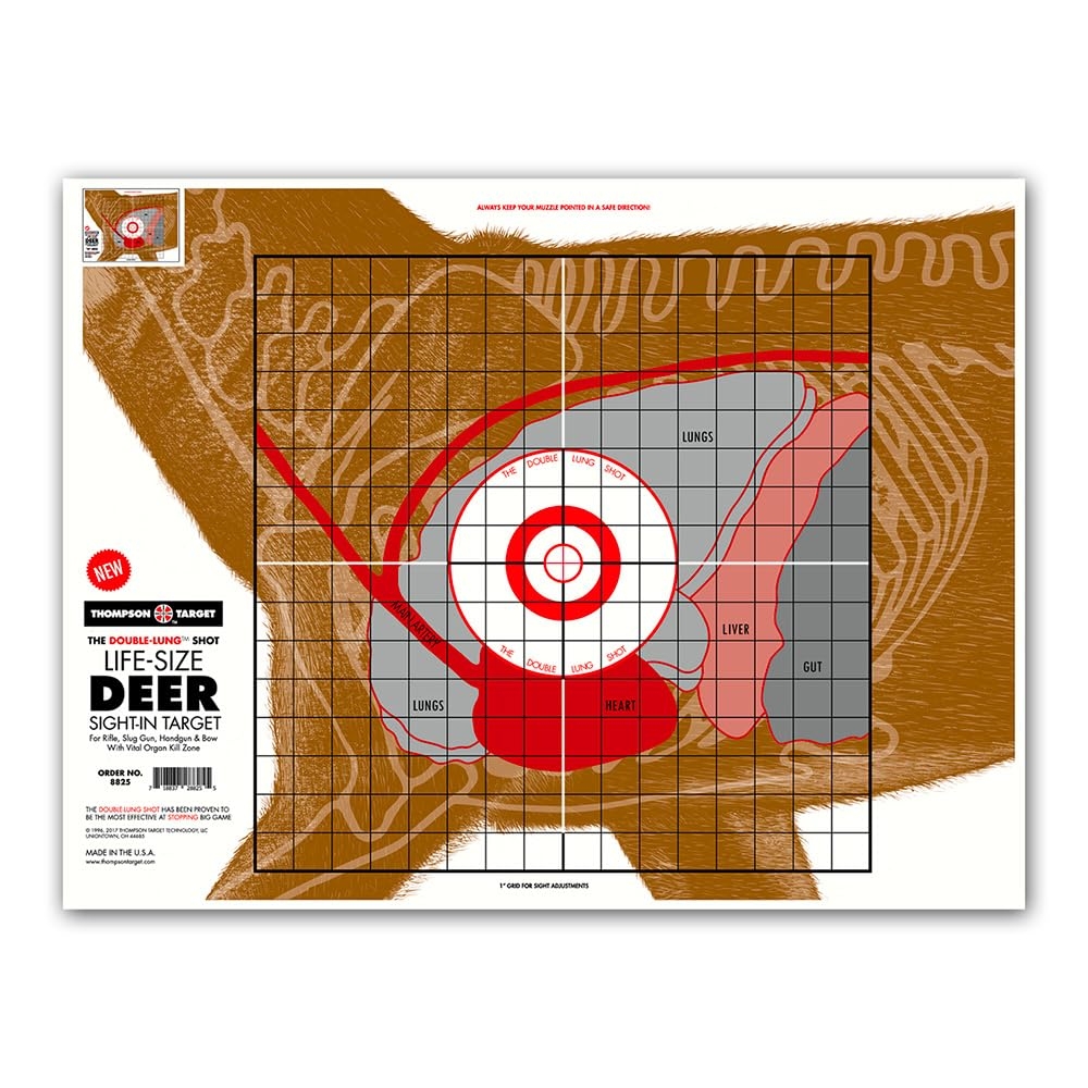 Amazon Thompson Target Life Size Deer Vital Organ Sight In Double Lung Shot 19x25 Inch Paper Large Game Hunting Shooting Targets 5 Pack Sports Outdoors