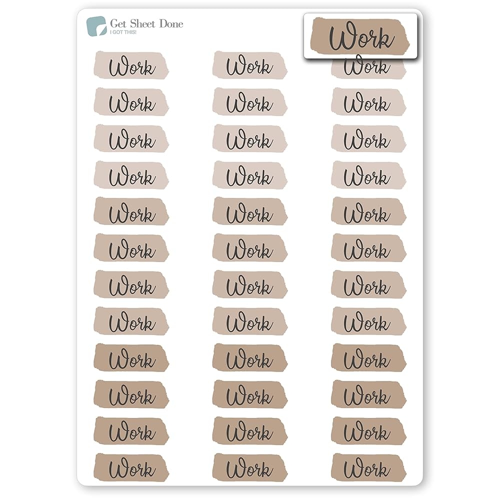 Amazon Work Day Planner Stickers 36 Vinyl Stickers approx 1 Highlighted Text Script Life Schedule Handmade Products