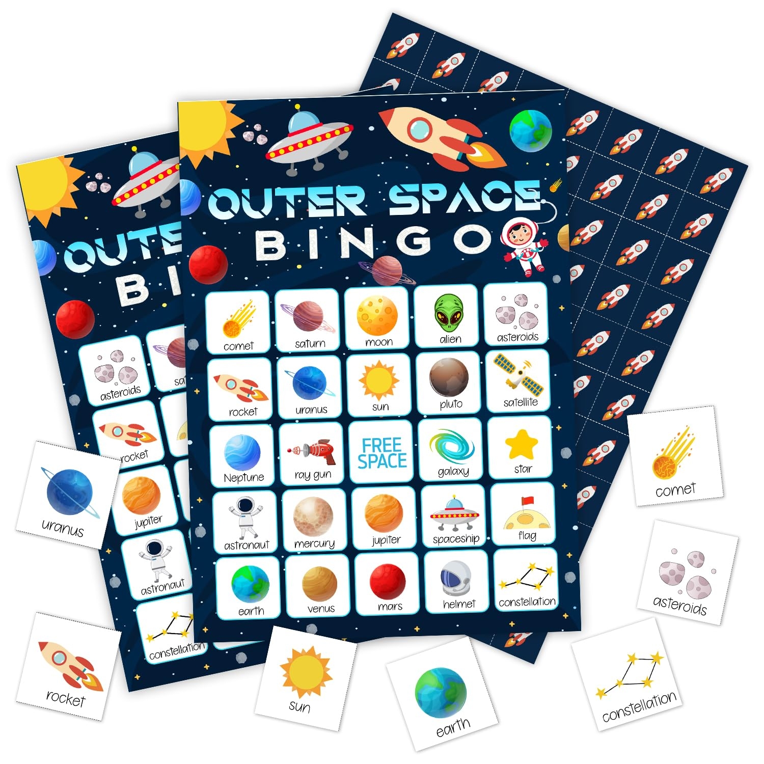 Amazon Ziyouza Outer Space Bingo Birthday Bingo Games Solar System Party Bingo 24 Players Bingo Games For Space Theme Birthday Party Family Party Outdoor Trip School Classroom Activity 04 Toys Games