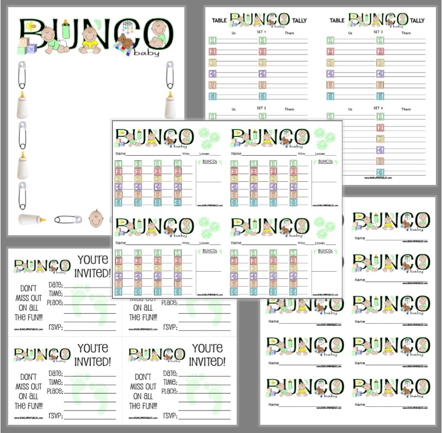Baby Bunco Set Bunco Printables