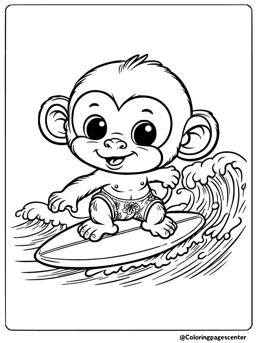 Baby Monkey Coloring Pages