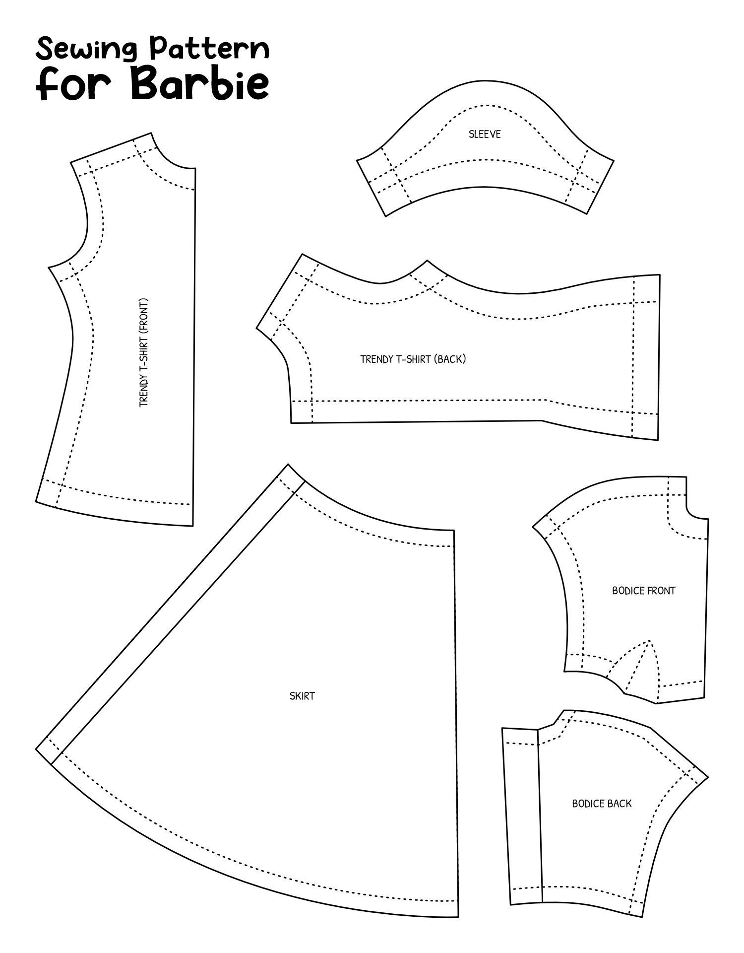 Barbie Clothes Templates 20 Free PDF Printables Printablee