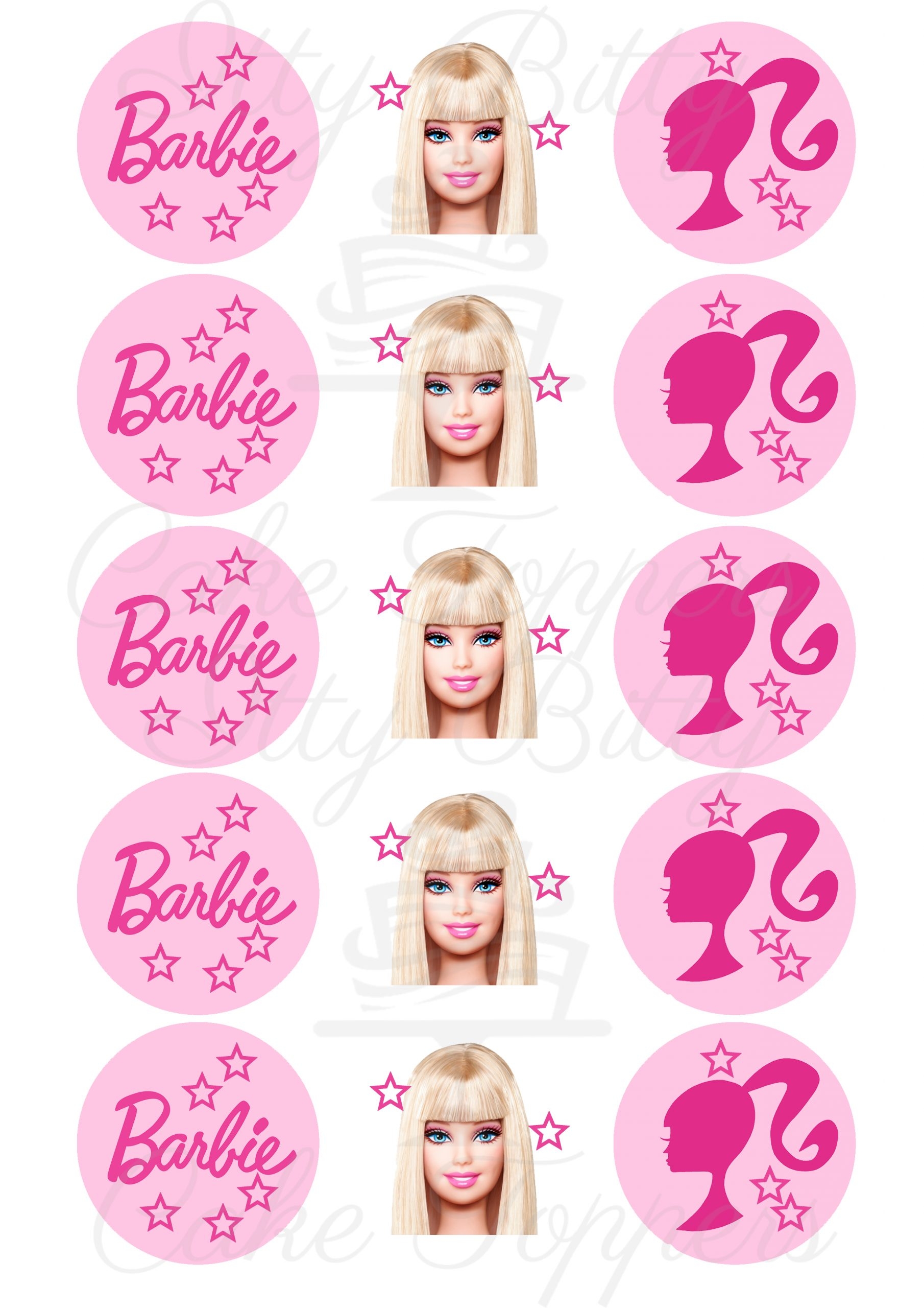 Barbie Edible Cupcake Cookie Toppers Itty Bitty Cake Toppers