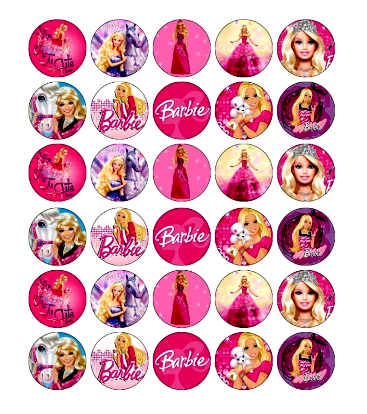 Barbie Logo Puppy Horses Tiara Ball Gowns Edible Cupcake Toppers ABPID05265 Walmart