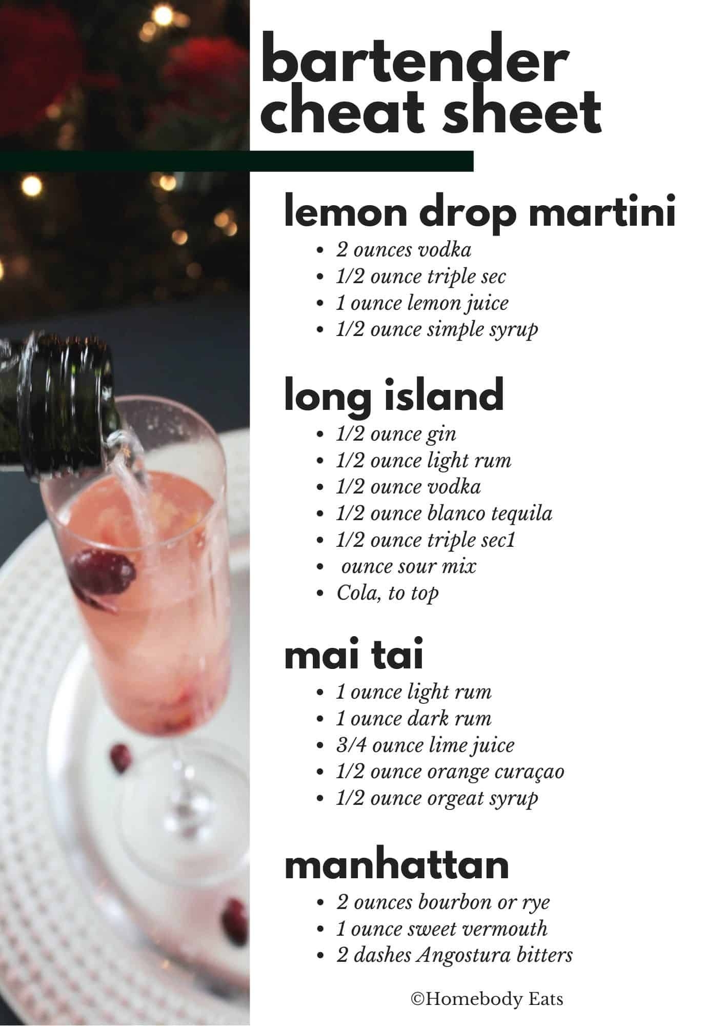 Bartender Cheat Sheet Free PDF 45 Cocktails Homebody Eats