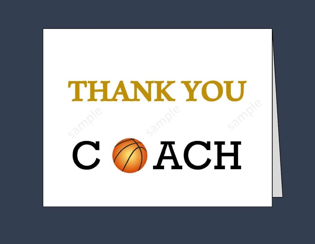 Basketball Thank You Card Printable Thank You Cards Instant Download Basketball Coach Basketball Thank You Coach Coach Gift Etsy