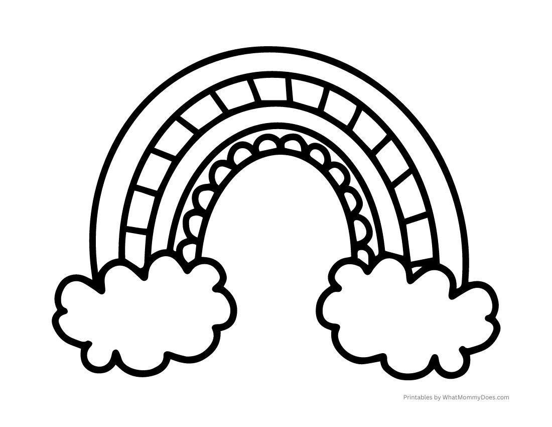 Beautiful Rainbow Coloring Page With Clouds Free To Print Crafty Creative Mama