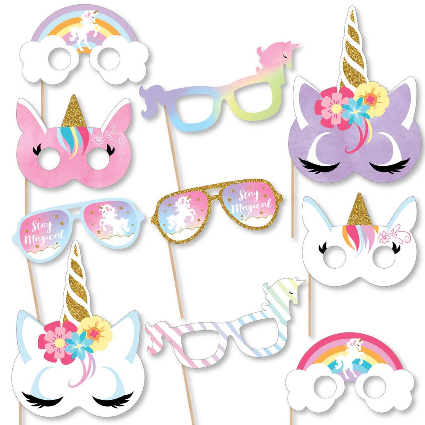 Big Dot Of Happiness Rainbow Unicorn Glasses Masks Paper Card Stock Magical Unicorn Baby Shower Or Birthday Party Photo Booth Props Kit 10 Count Michaels