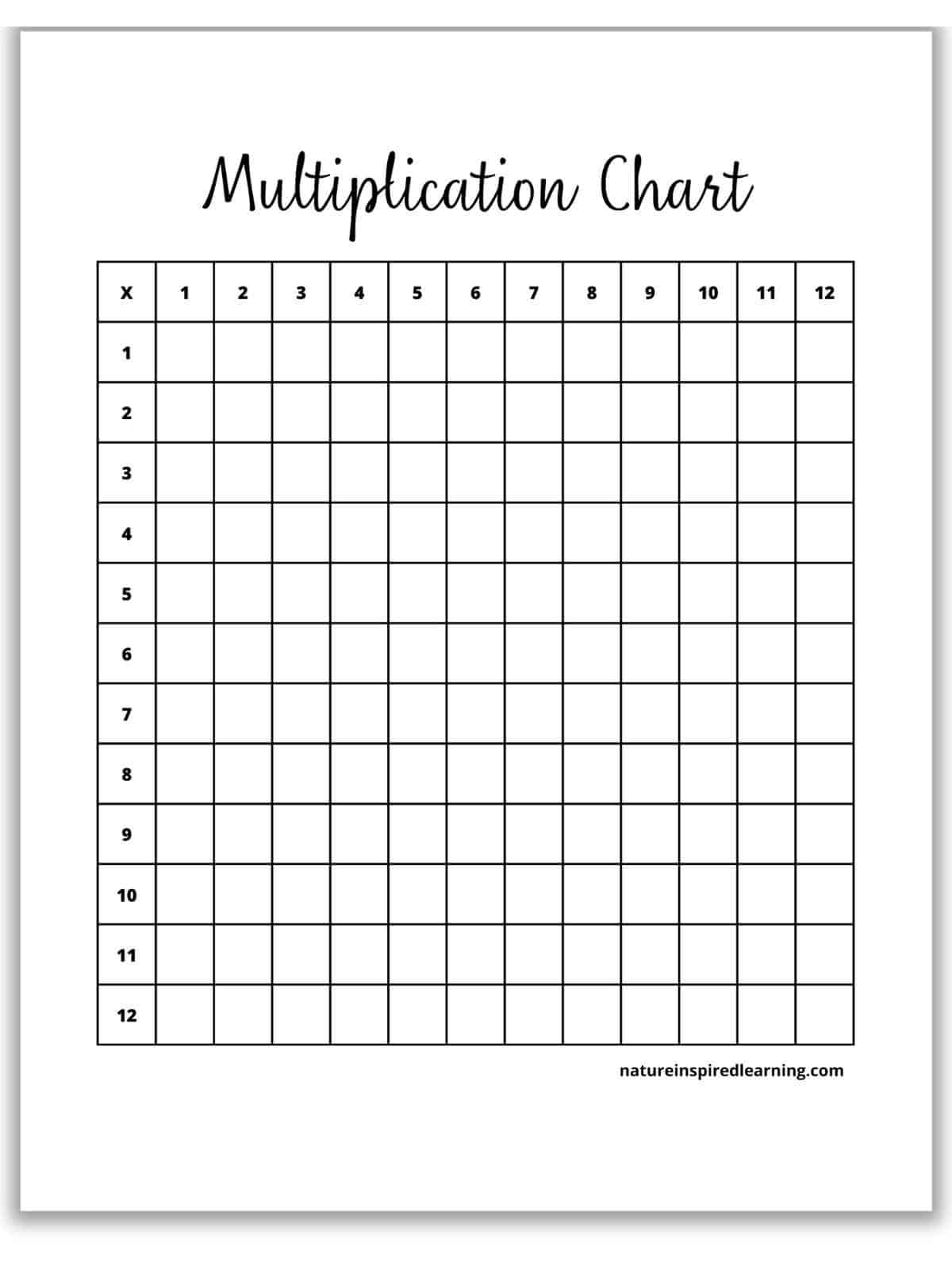 Free Multiplication Chart Printable
