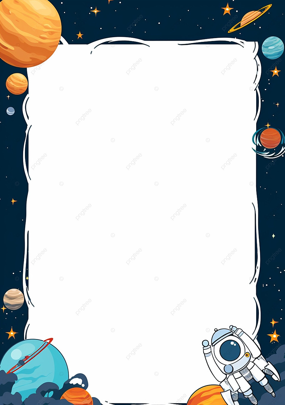 Blue Illustrated Space Page Border Background Wallpaper Image For Free Download Pngtree