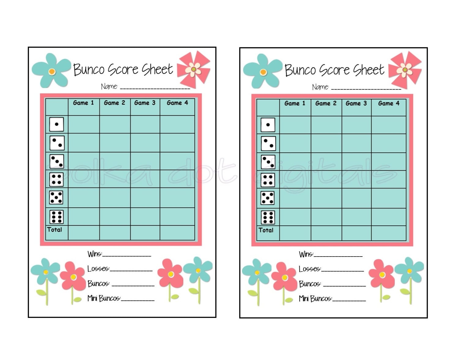 Buy 2 Get 1 Free Complete Set SPRING FLOWERS Floral Bunco Score Card Sheet Matching Table Numbers Table Tally Sheets Digtal File Download Etsy