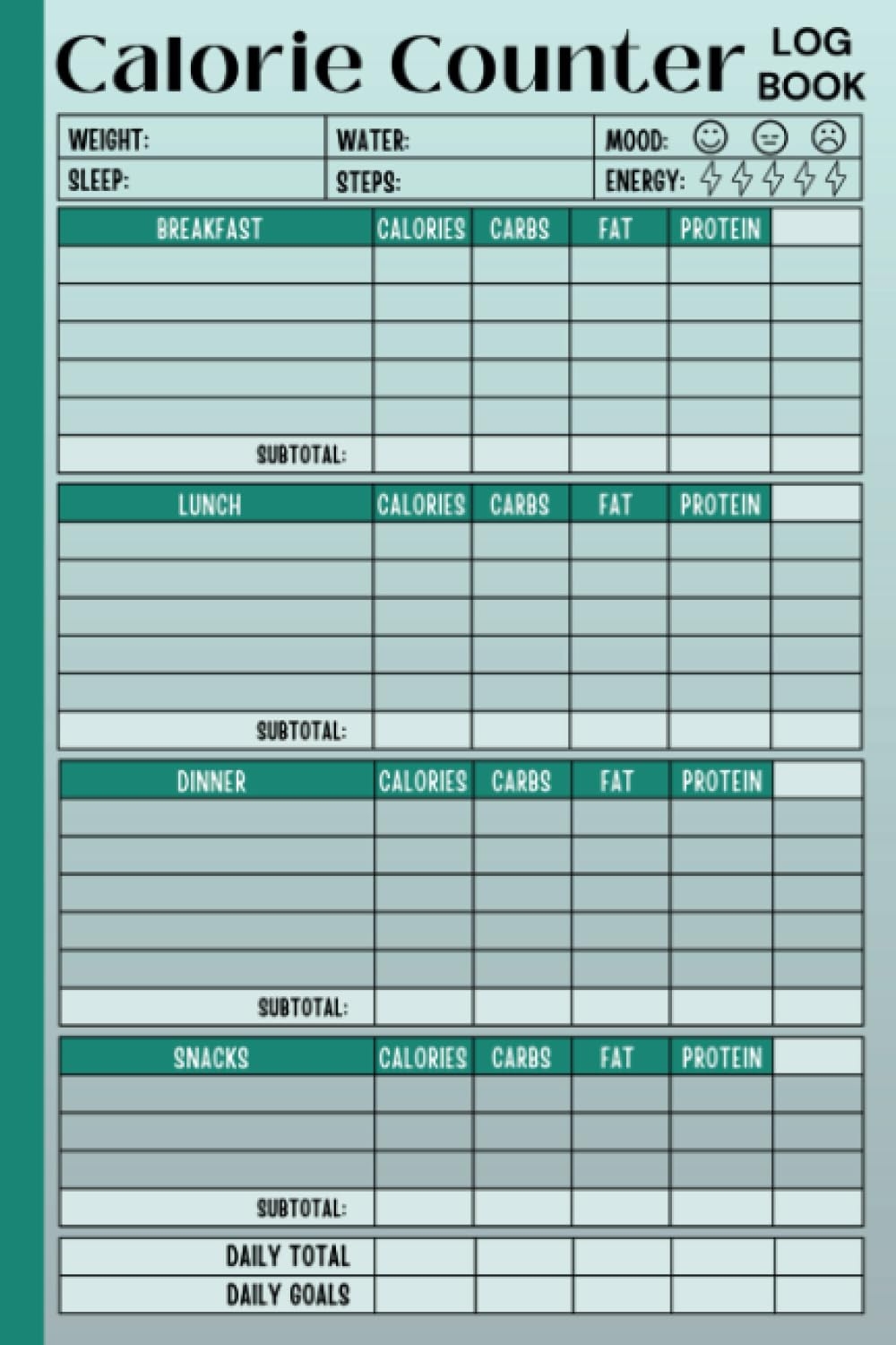 Calorie Counter Log Book Track Your Weight Loss With This Daily Food Diary Peters Ali Amazon Books