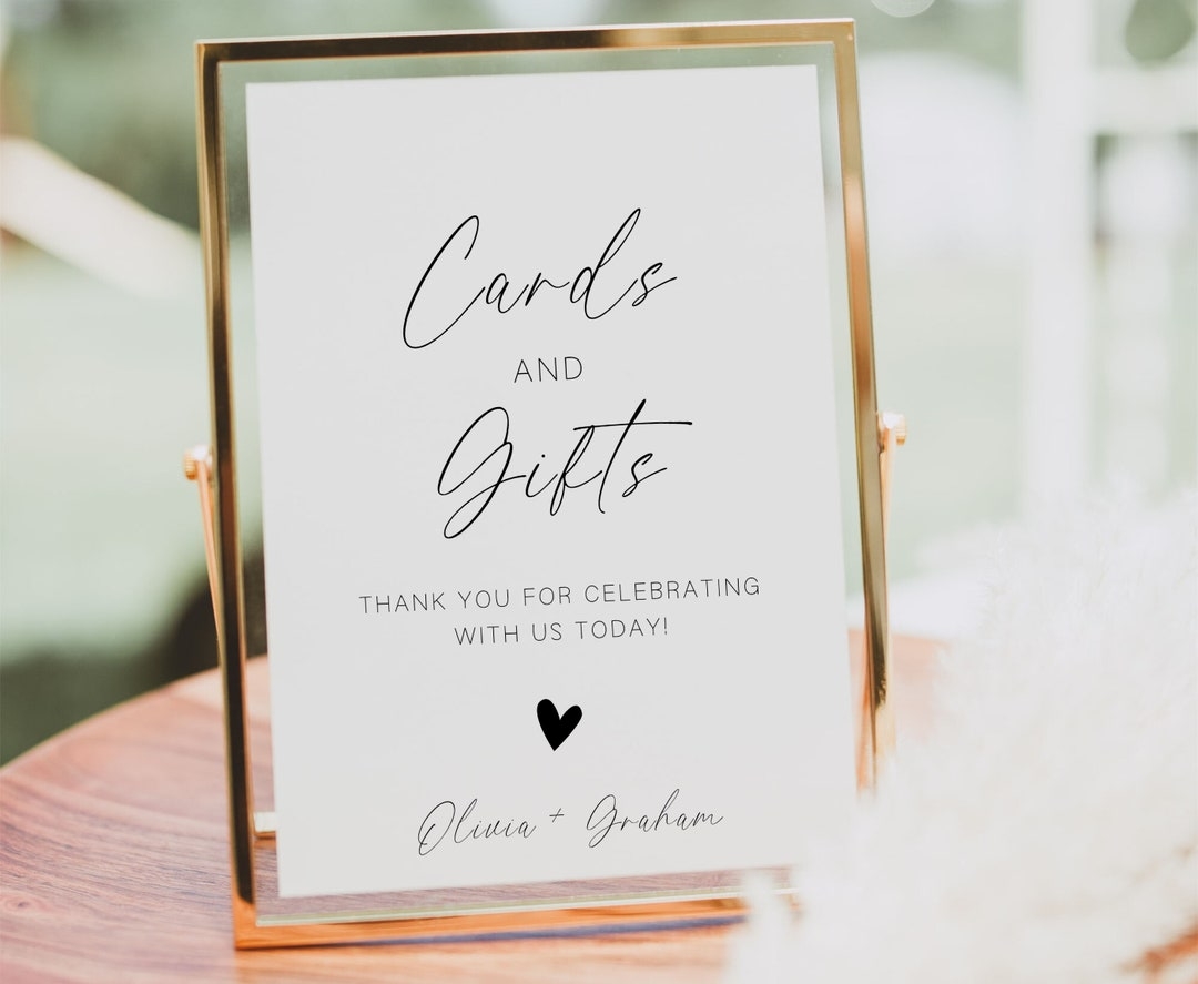 Cards And Gifts Sign Template Modern Minimalist Wedding Gift Table Sign Bohemian Bridal Shower Gifts And Cards Sign Editable In Canva Etsy