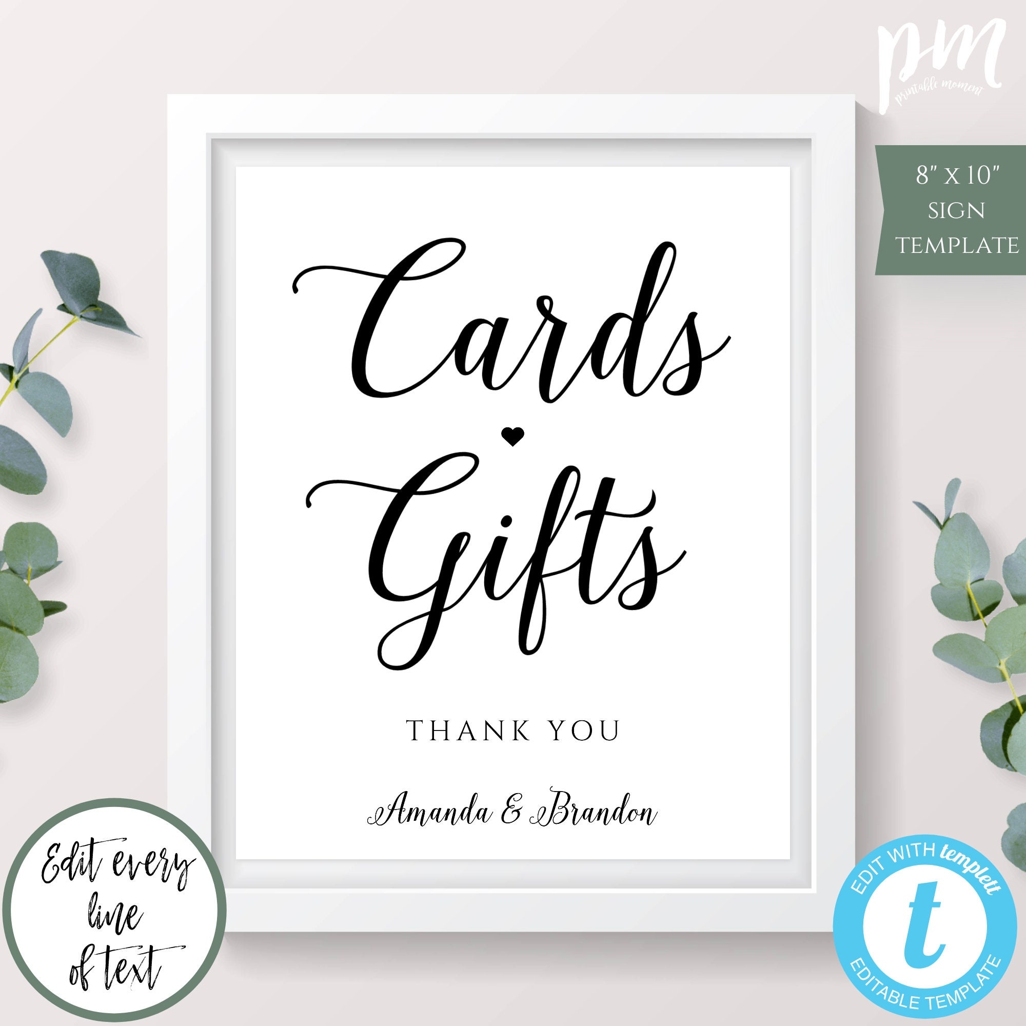 Cards Gifts Wedding Sign Gifts And Cards Sign Printable Cards And Gifts Sign Editable Gifts And Cards Sign Calligraphy Wedding Sign Etsy