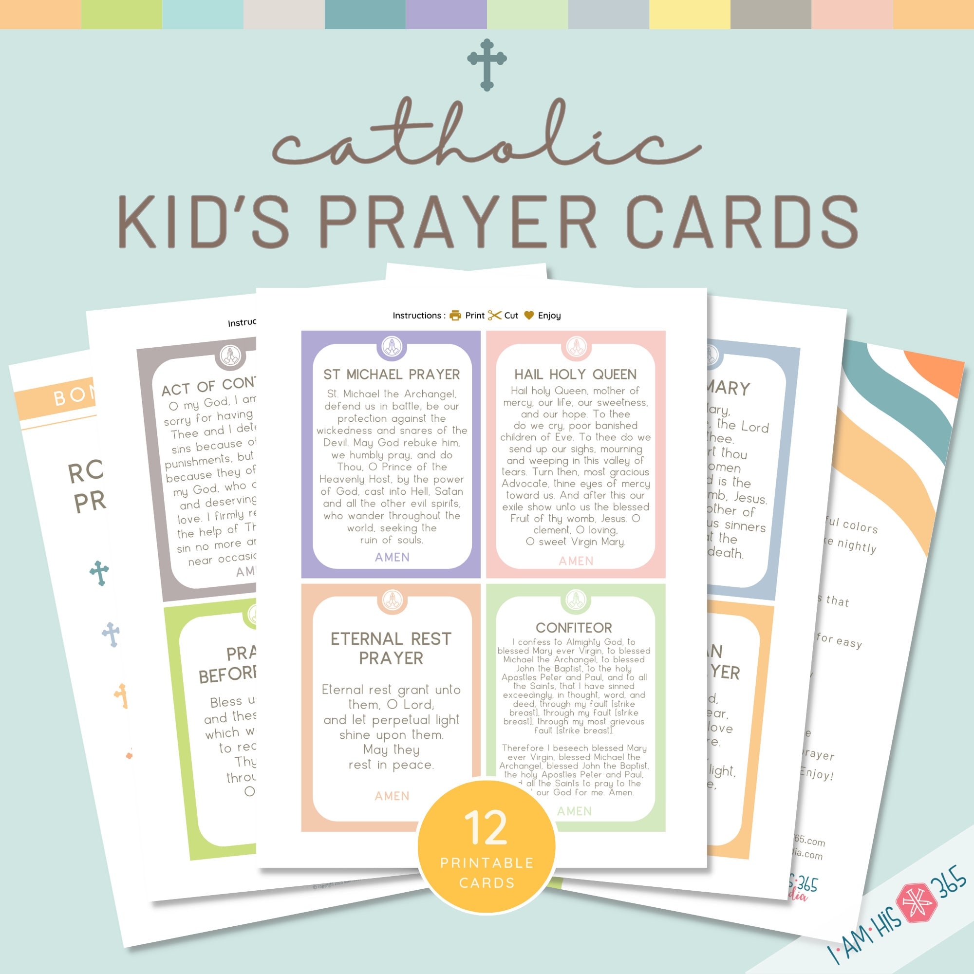 Catholic Children Prayer Cards Prayers For Children Printable Prayers For Catholic Kids Set Of 12 Traditional Catholic Prayers
