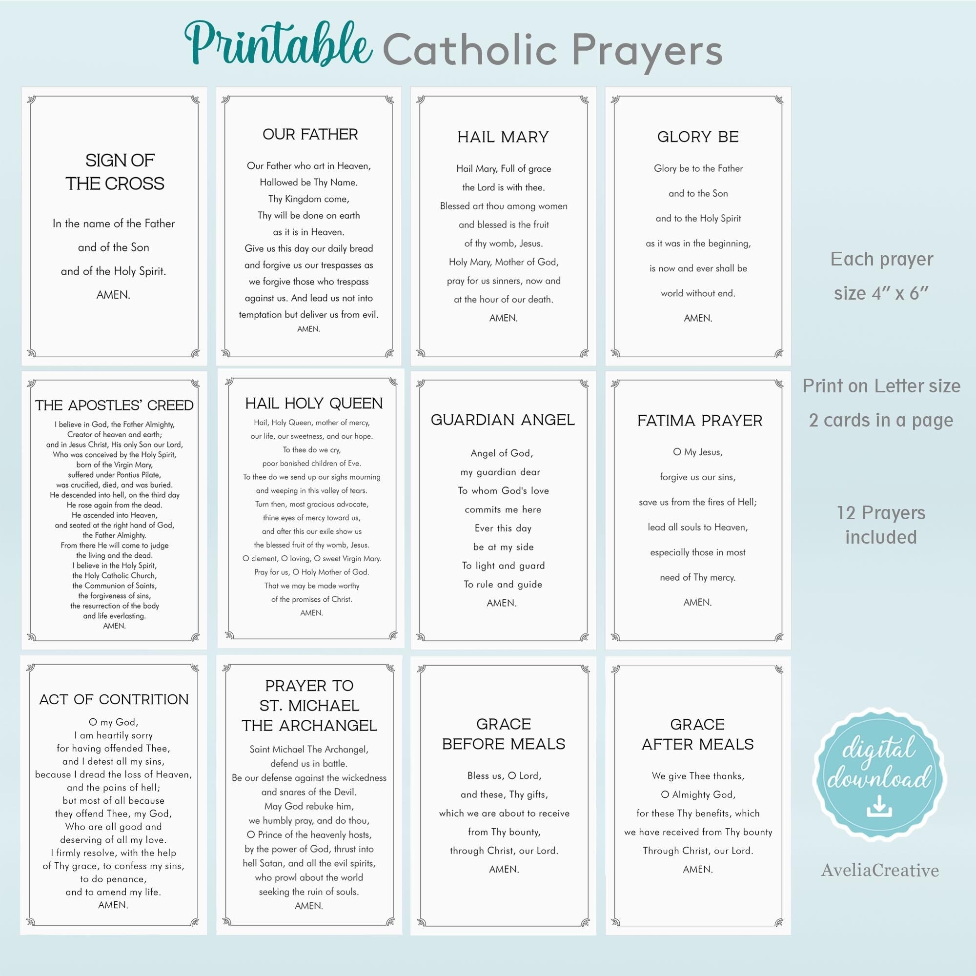 Free Printable Catholic Prayer Cards