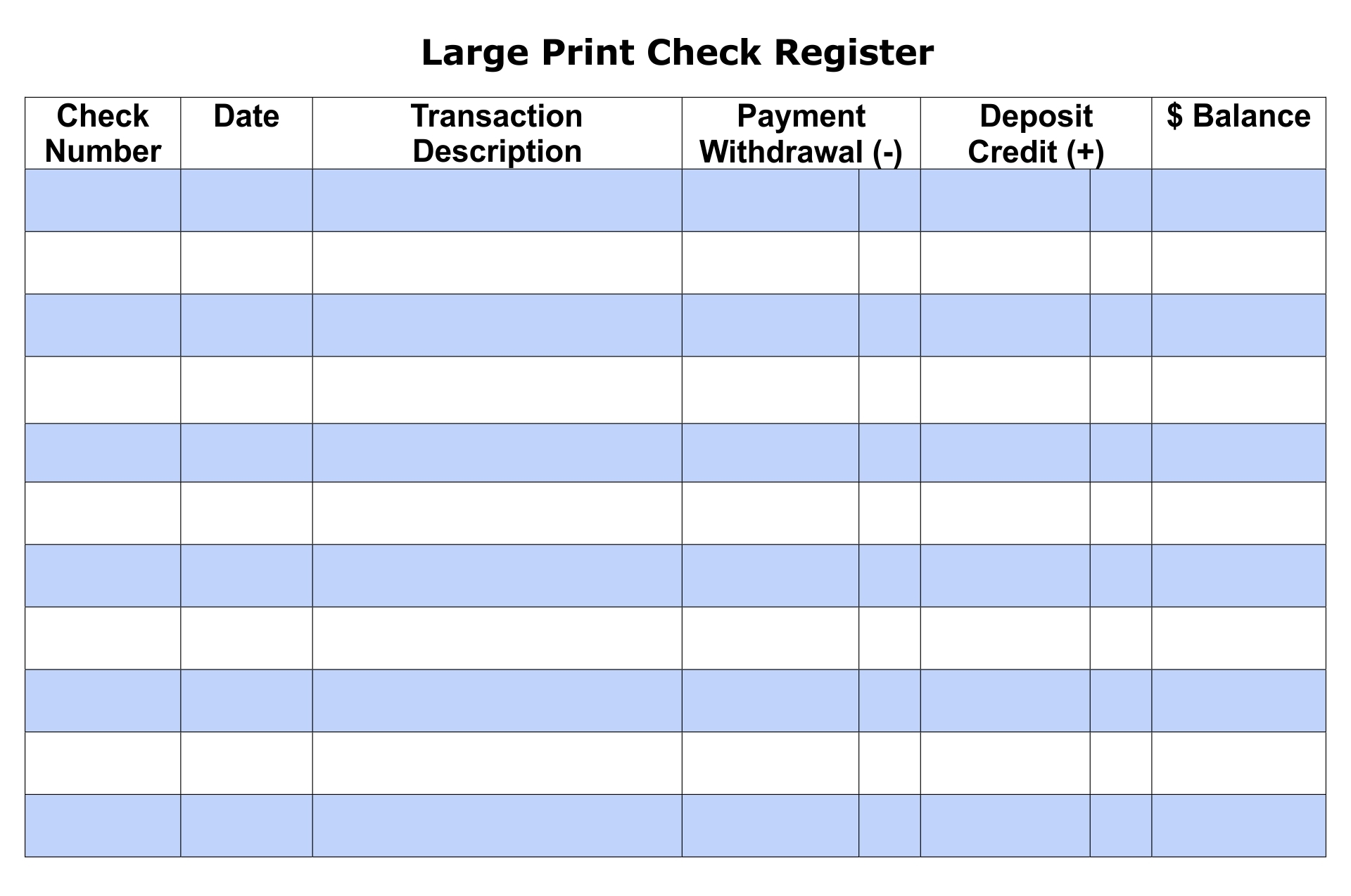 Checkbook Register 10 Free PDF Printables Printablee